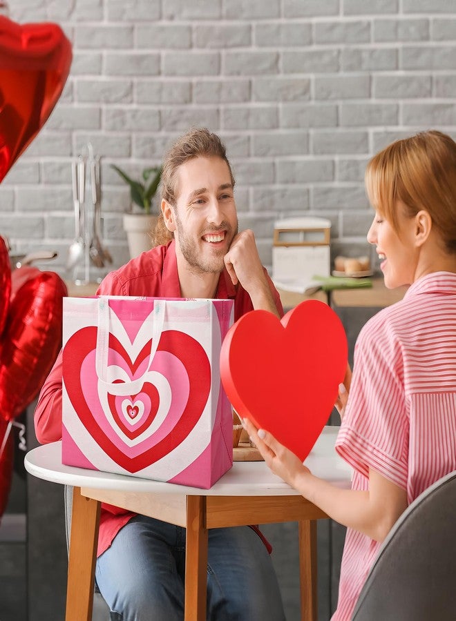 YANGTE 2 Pack 13" Valentines Gift Bags with Tissue Paper, Valentine Bags for Kids and Adults, Pink Non-Woven Valentines Day Gift Bags, Valentines Goodie Bags for Party Favor, 12.8"*10.2"*6.3" - Image 5